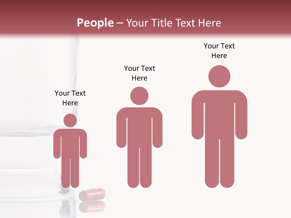 Close Up Of Red Pill And Water On A High Key Background. The Focus Is On The Front Pill And Falls Off Quickly (With Sample Text) PowerPoint Template