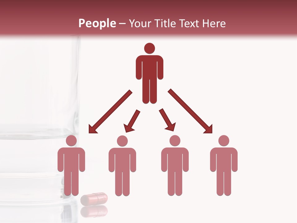 Close Up Of Red Pill And Water On A High Key Background. The Focus Is On The Front Pill And Falls Off Quickly (With Sample Text) PowerPoint Template