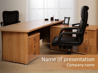 Armchair Of Director On A Background Of A Window PowerPoint Template