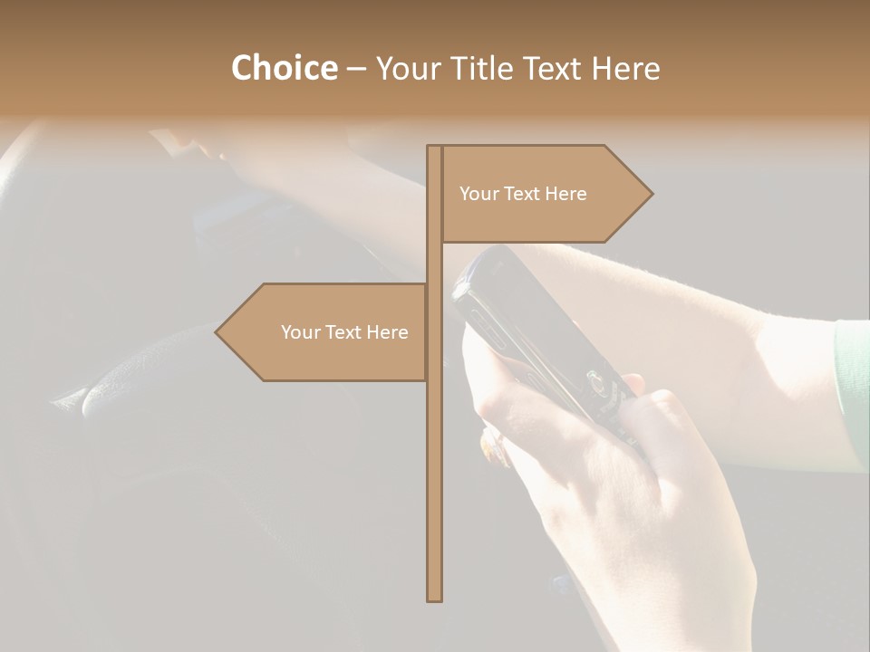 Woman Texting While Driving A Car PowerPoint Template