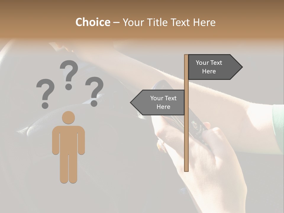 Woman Texting While Driving A Car PowerPoint Template