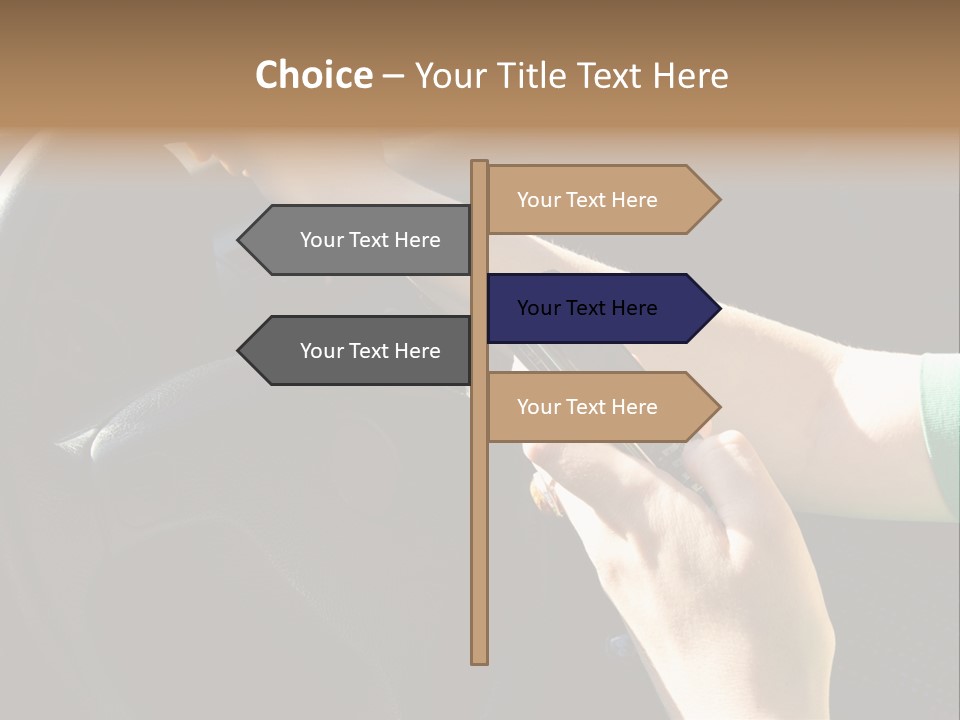 Woman Texting While Driving A Car PowerPoint Template
