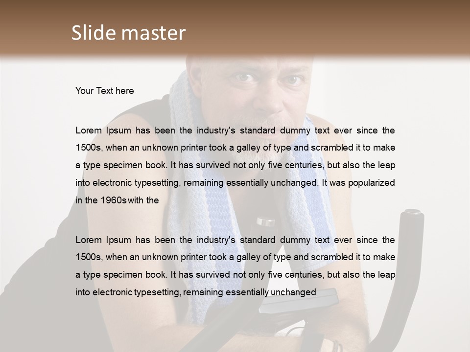 Man Excercising At Home On Bicycle PowerPoint Template