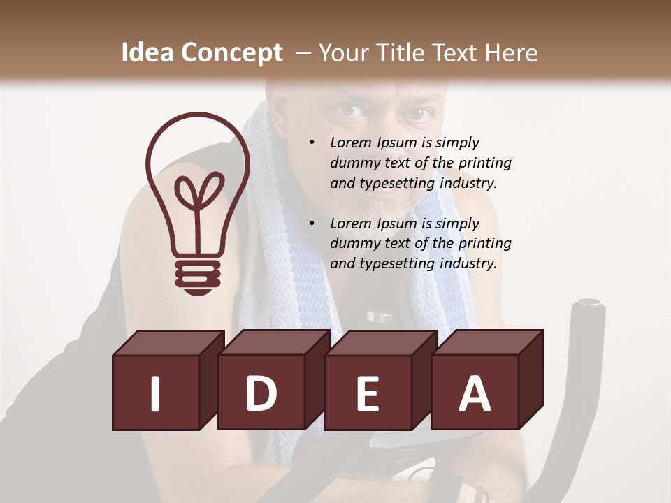 Man Excercising At Home On Bicycle PowerPoint Template