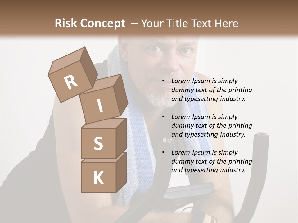 Man Excercising At Home On Bicycle PowerPoint Template