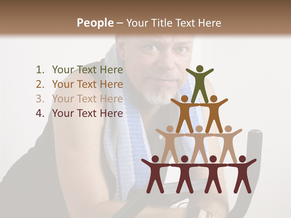 Man Excercising At Home On Bicycle PowerPoint Template