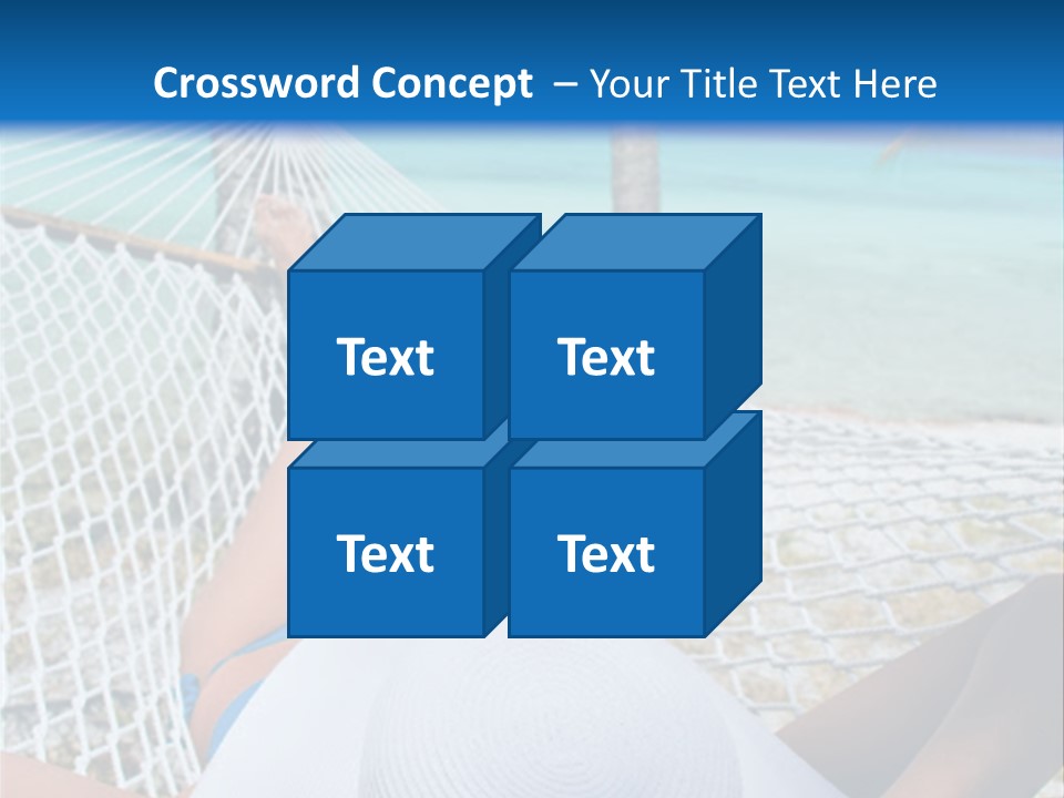 Woman Relaxing In Hammock Near Tropical Resort PowerPoint Template