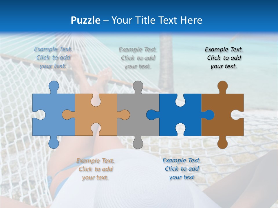 Woman Relaxing In Hammock Near Tropical Resort PowerPoint Template