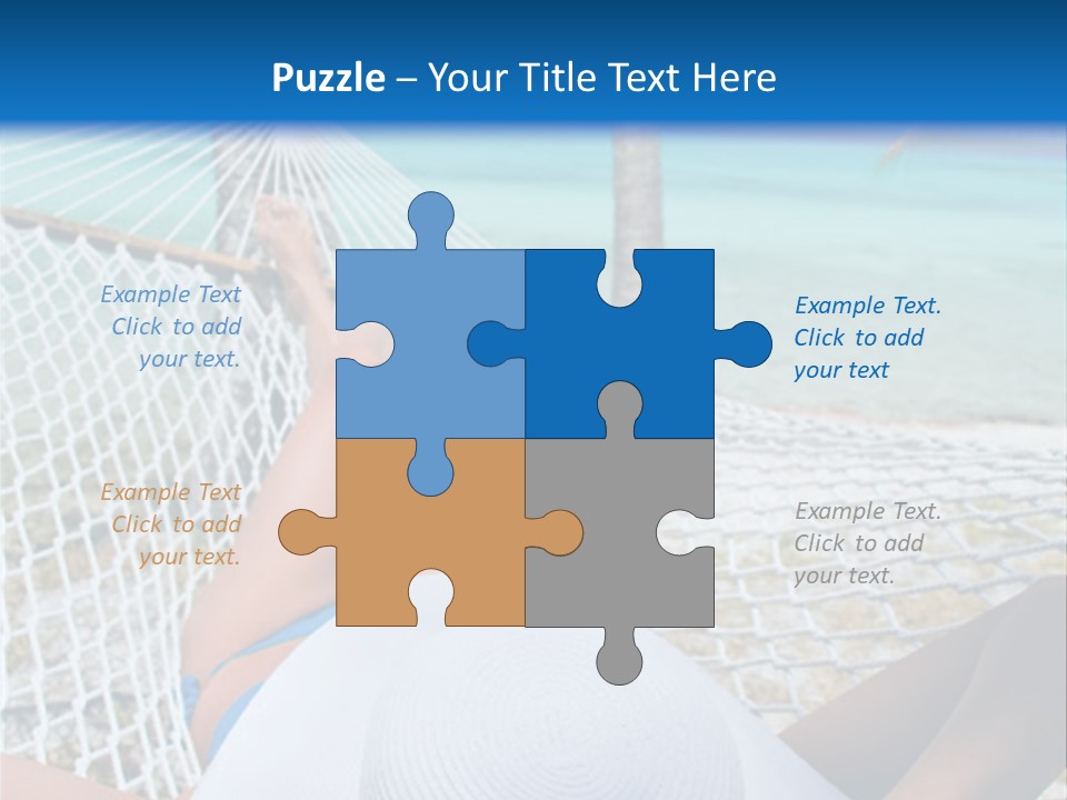 Woman Relaxing In Hammock Near Tropical Resort PowerPoint Template