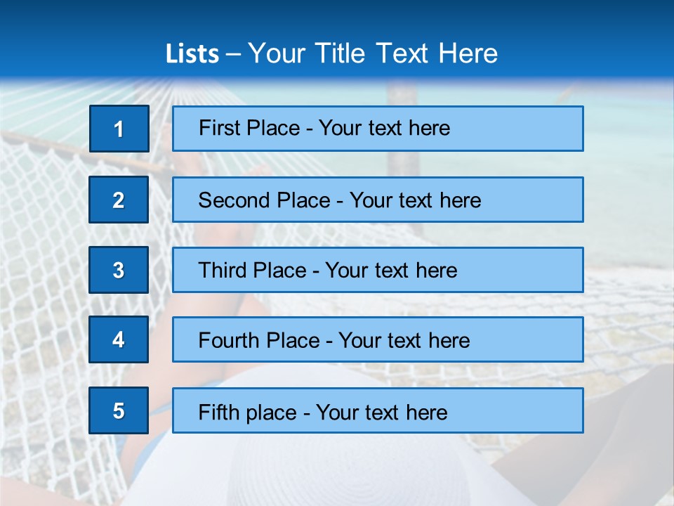 Woman Relaxing In Hammock Near Tropical Resort PowerPoint Template