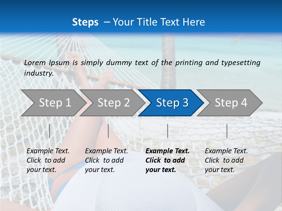 Woman Relaxing In Hammock Near Tropical Resort PowerPoint Template