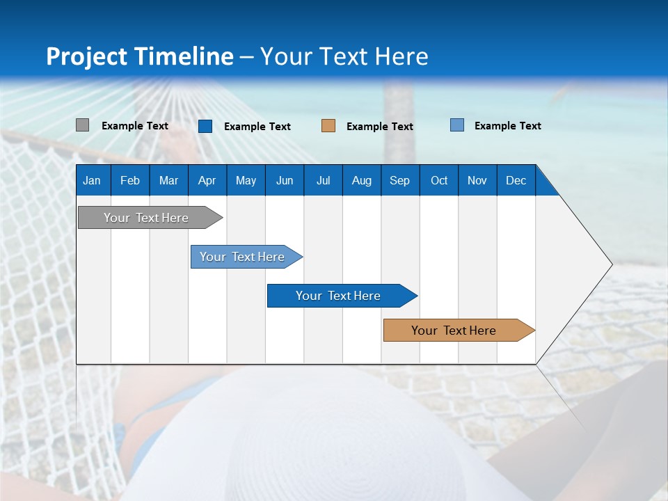 Woman Relaxing In Hammock Near Tropical Resort PowerPoint Template