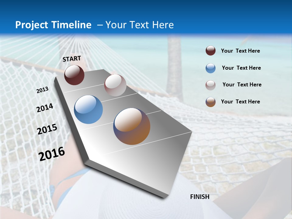 Woman Relaxing In Hammock Near Tropical Resort PowerPoint Template