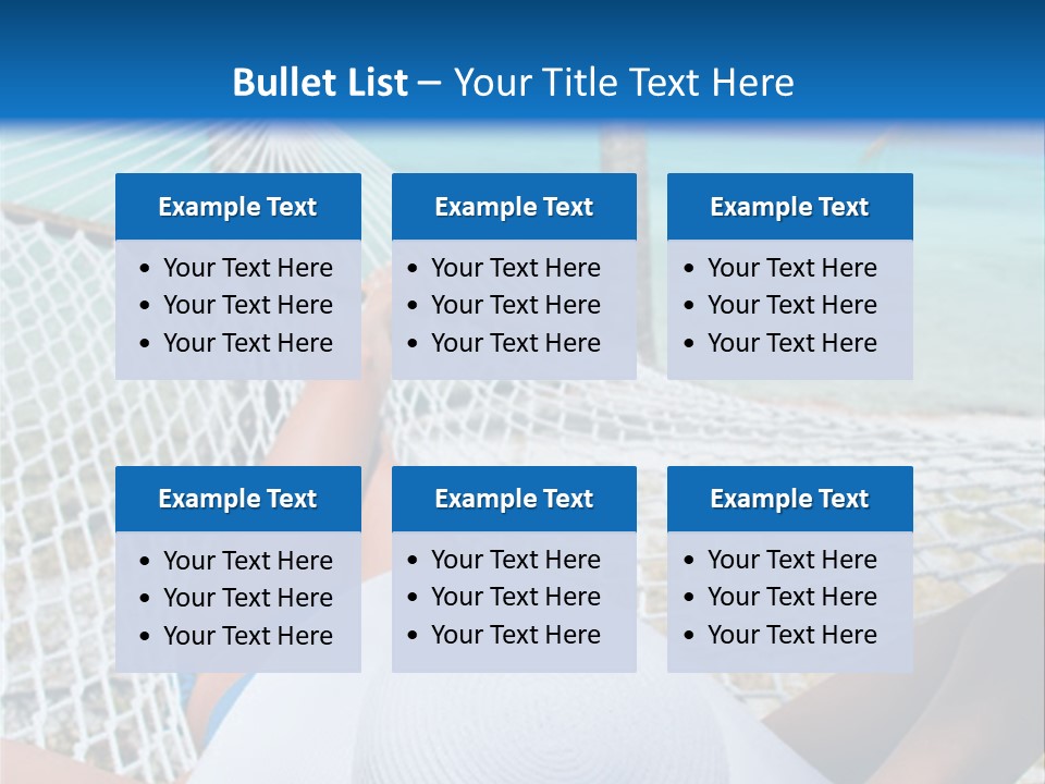 Woman Relaxing In Hammock Near Tropical Resort PowerPoint Template