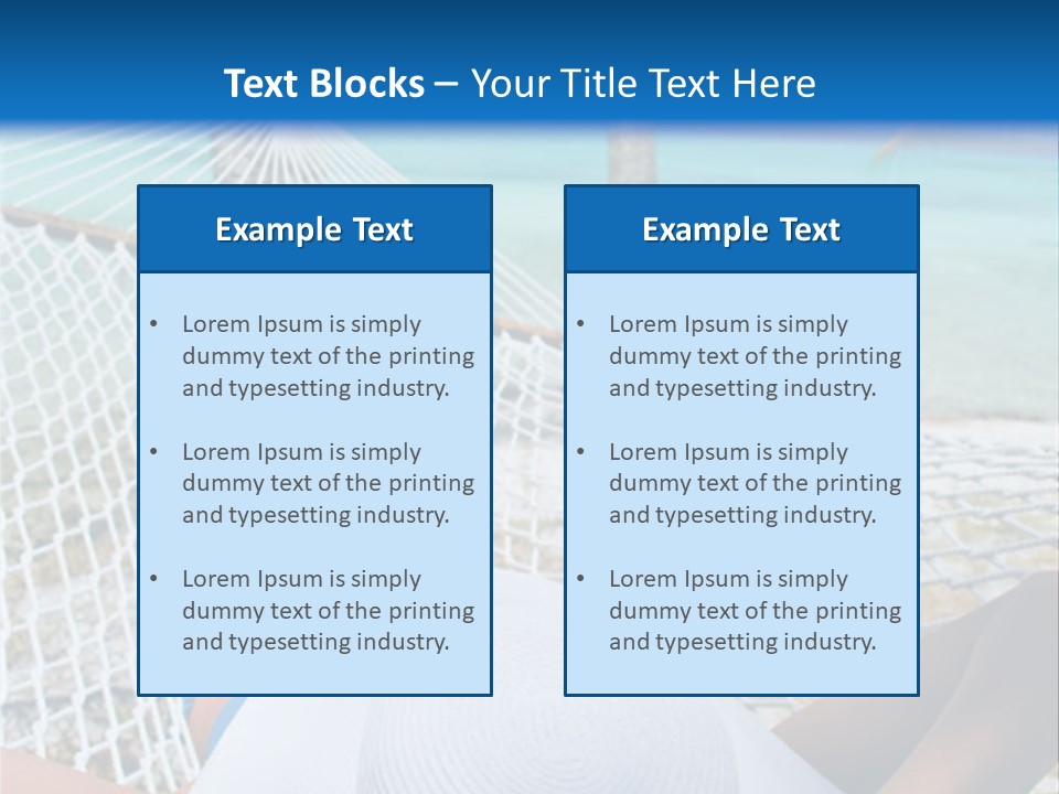 Woman Relaxing In Hammock Near Tropical Resort PowerPoint Template