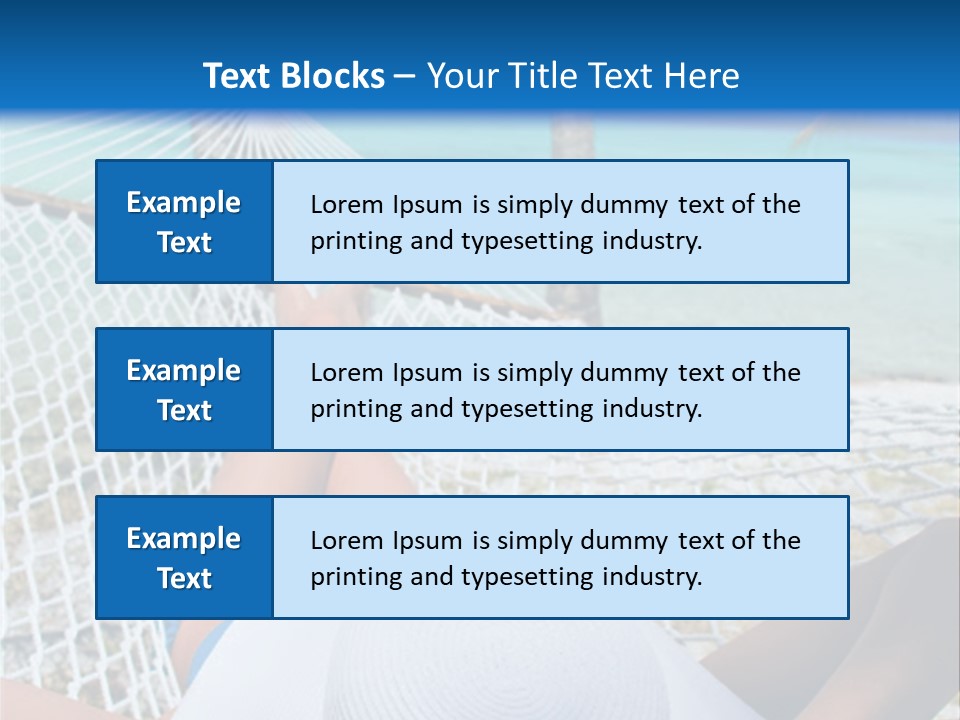 Woman Relaxing In Hammock Near Tropical Resort PowerPoint Template