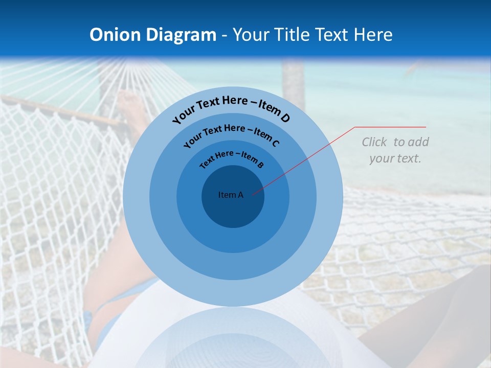 Woman Relaxing In Hammock Near Tropical Resort PowerPoint Template