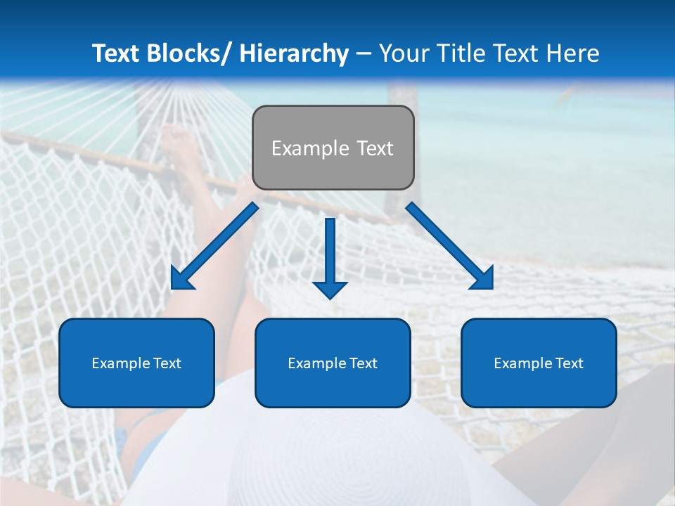 Woman Relaxing In Hammock Near Tropical Resort PowerPoint Template