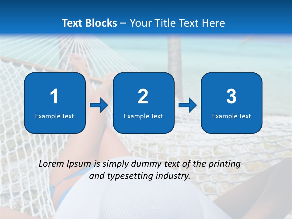 Woman Relaxing In Hammock Near Tropical Resort PowerPoint Template