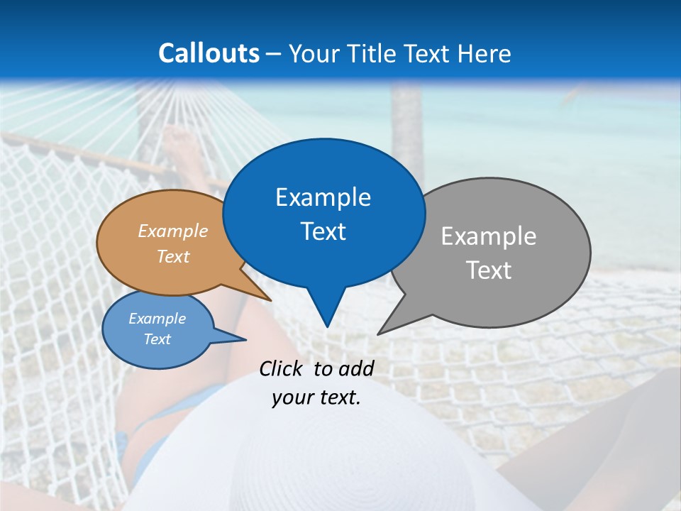 Woman Relaxing In Hammock Near Tropical Resort PowerPoint Template