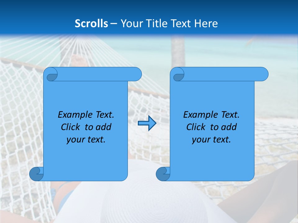 Woman Relaxing In Hammock Near Tropical Resort PowerPoint Template