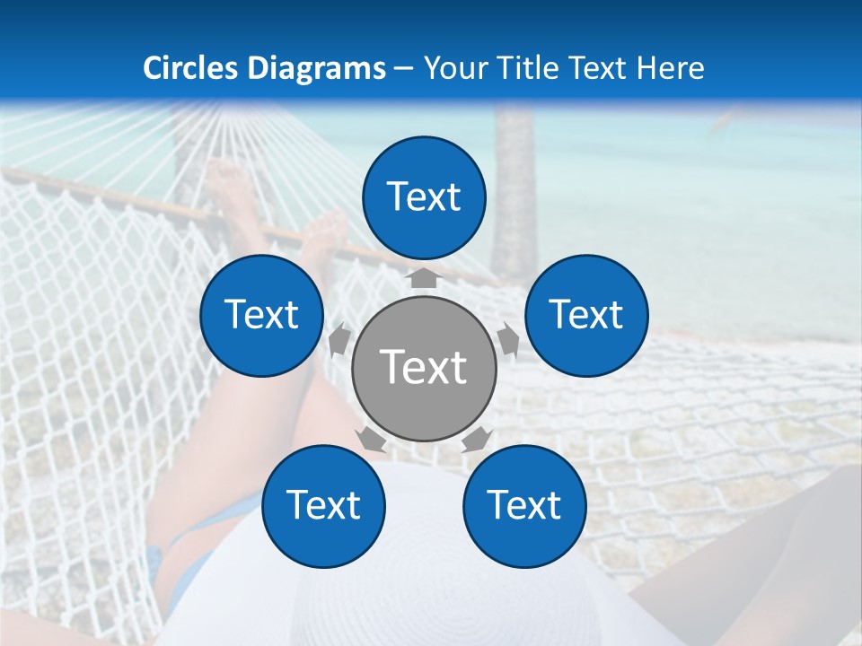 Woman Relaxing In Hammock Near Tropical Resort PowerPoint Template