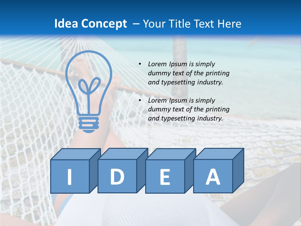 Woman Relaxing In Hammock Near Tropical Resort PowerPoint Template