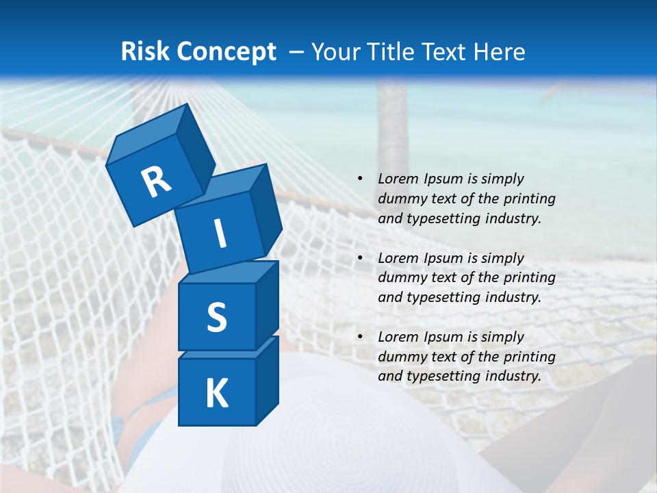 Woman Relaxing In Hammock Near Tropical Resort PowerPoint Template