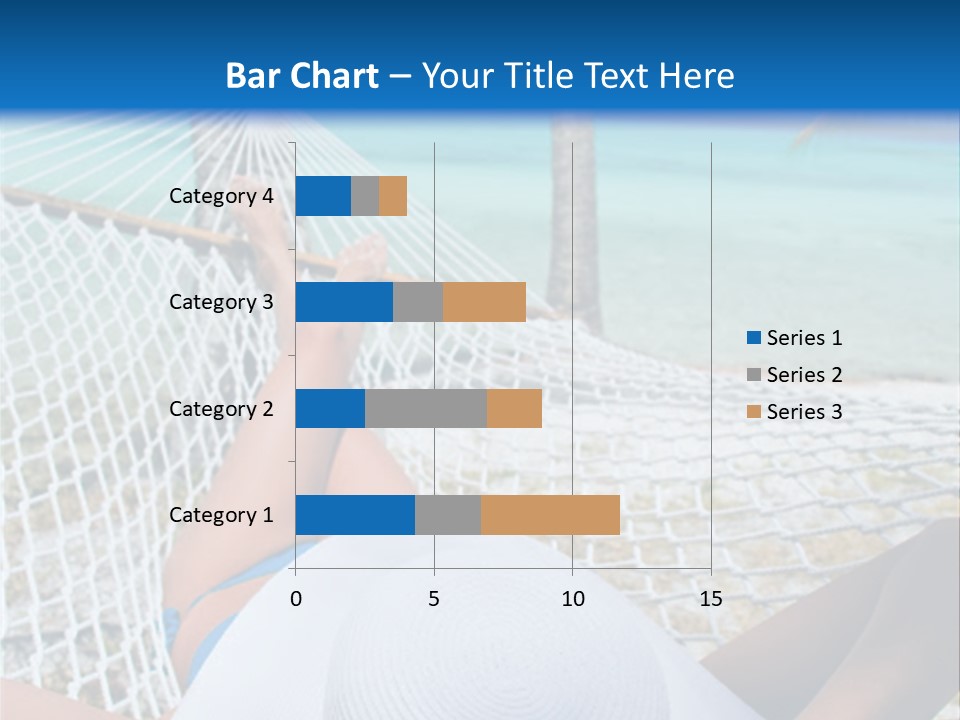 Woman Relaxing In Hammock Near Tropical Resort PowerPoint Template