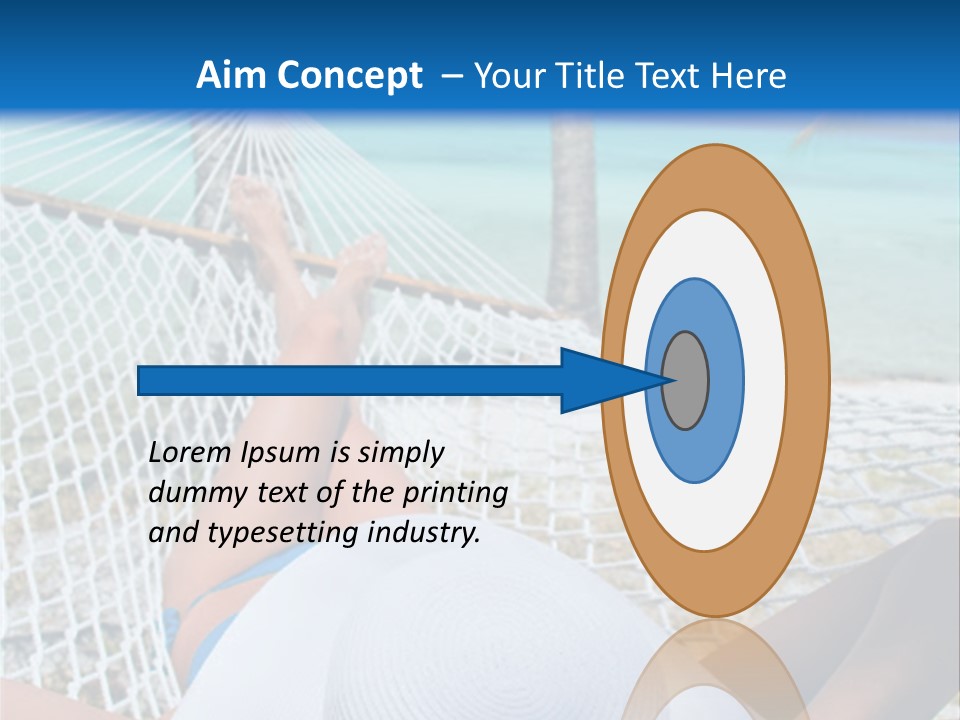 Woman Relaxing In Hammock Near Tropical Resort PowerPoint Template