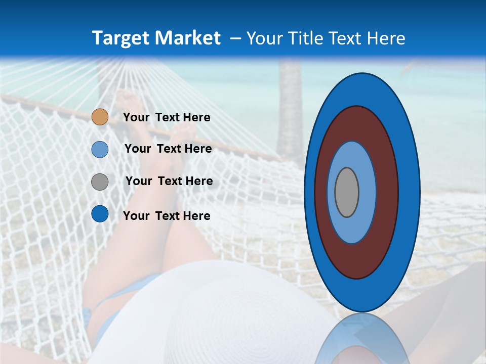 Woman Relaxing In Hammock Near Tropical Resort PowerPoint Template