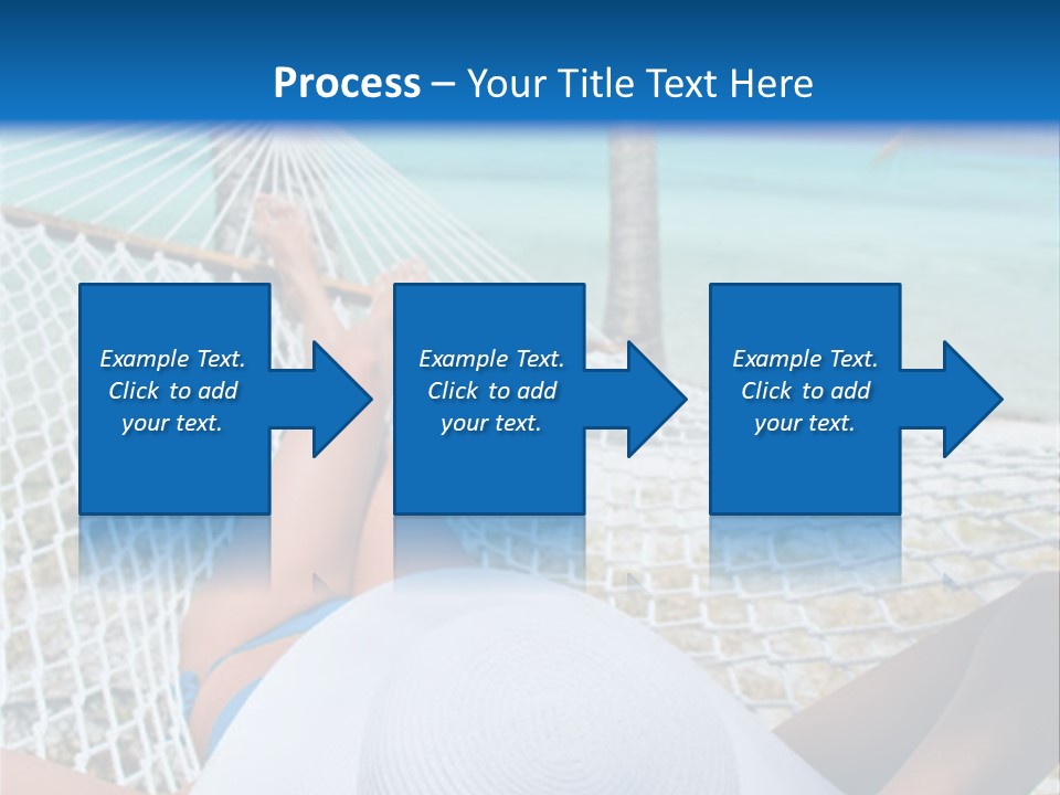 Woman Relaxing In Hammock Near Tropical Resort PowerPoint Template