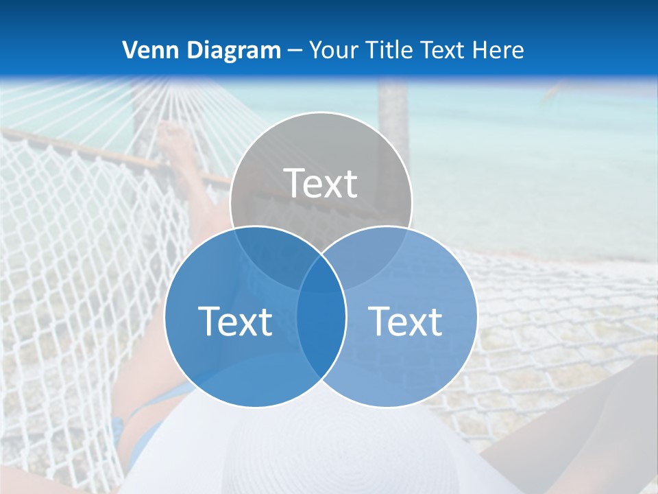 Woman Relaxing In Hammock Near Tropical Resort PowerPoint Template