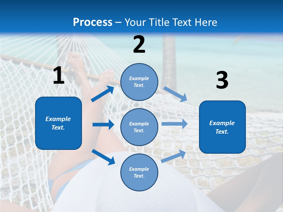 Woman Relaxing In Hammock Near Tropical Resort PowerPoint Template