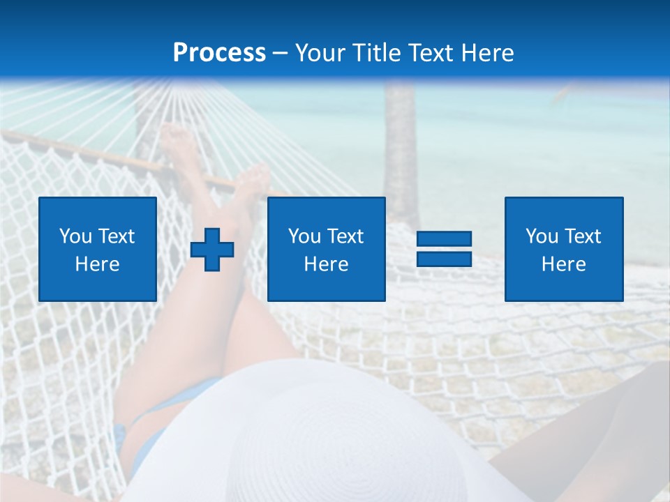 Woman Relaxing In Hammock Near Tropical Resort PowerPoint Template