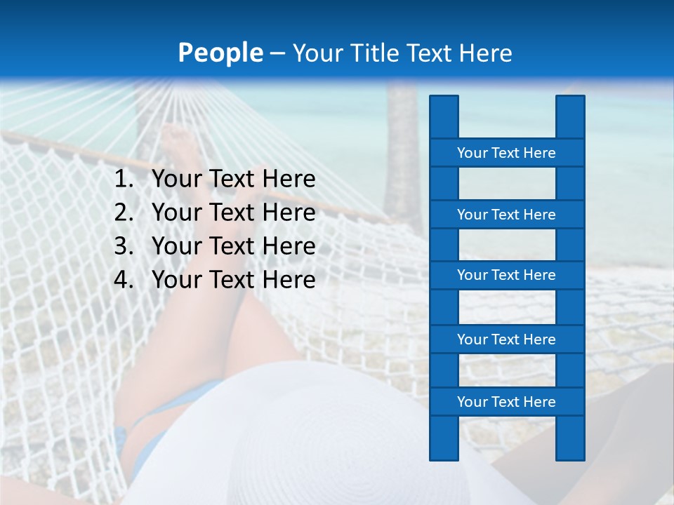 Woman Relaxing In Hammock Near Tropical Resort PowerPoint Template