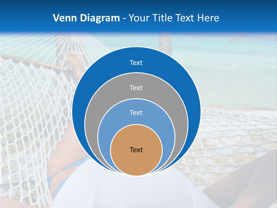 Woman Relaxing In Hammock Near Tropical Resort PowerPoint Template