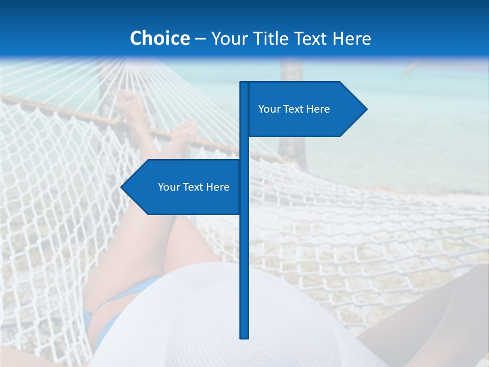 Woman Relaxing In Hammock Near Tropical Resort PowerPoint Template