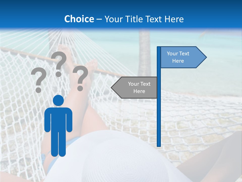 Woman Relaxing In Hammock Near Tropical Resort PowerPoint Template