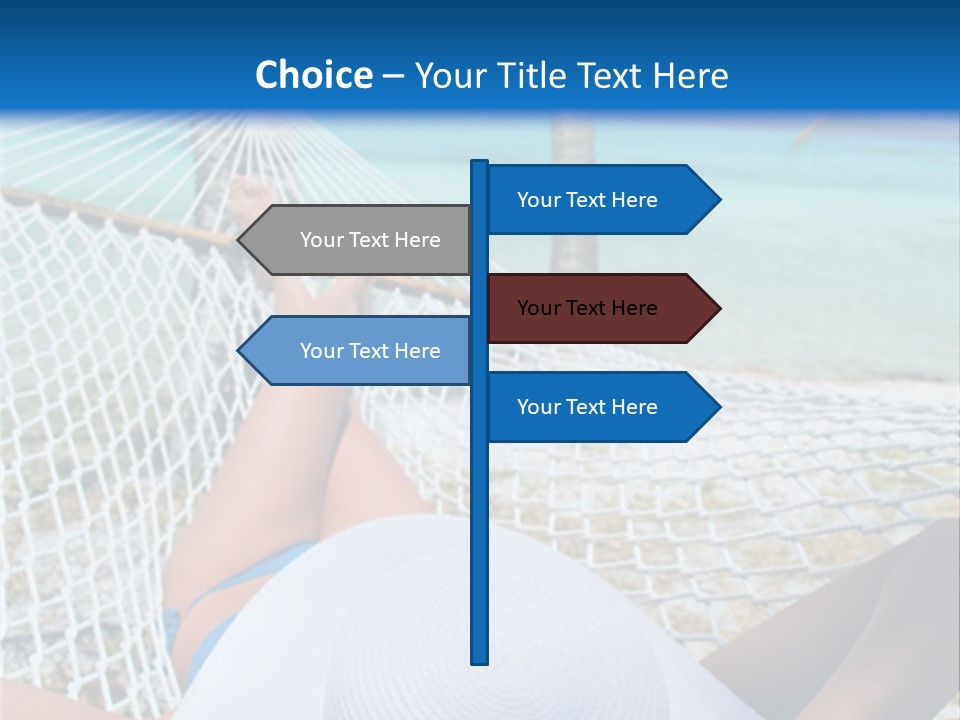 Woman Relaxing In Hammock Near Tropical Resort PowerPoint Template