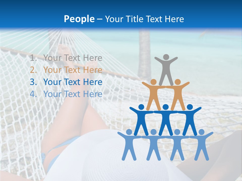 Woman Relaxing In Hammock Near Tropical Resort PowerPoint Template