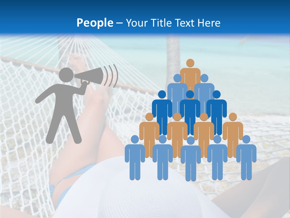 Woman Relaxing In Hammock Near Tropical Resort PowerPoint Template