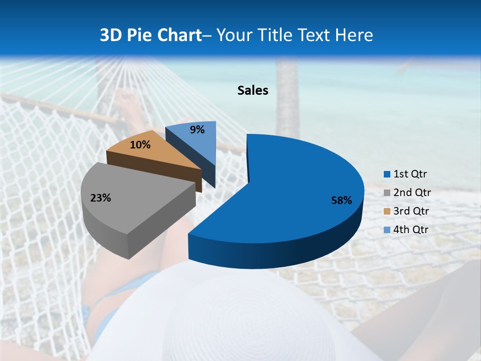 Woman Relaxing In Hammock Near Tropical Resort PowerPoint Template