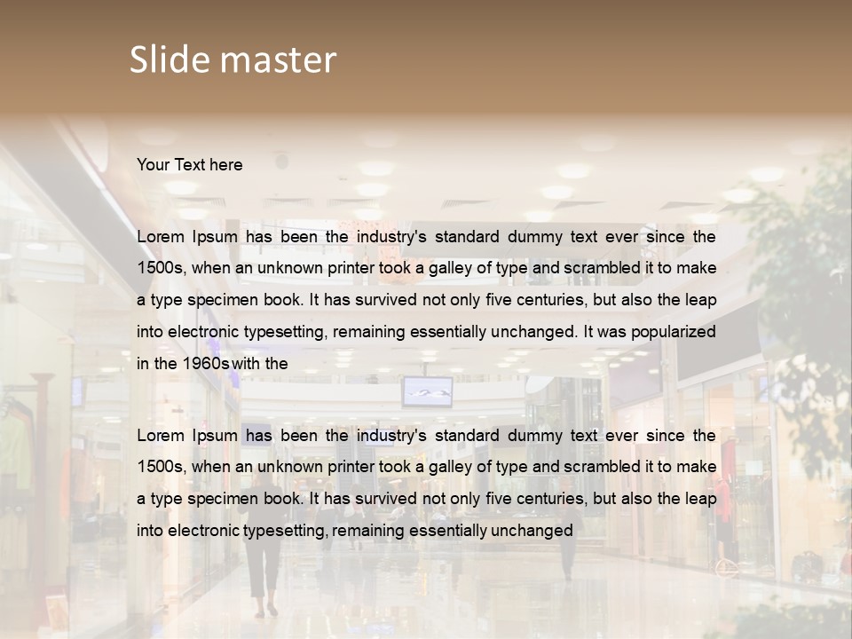 A Person Walking Through A Shopping Mall With A Sign That Says Name Of Presentation PowerPoint Template