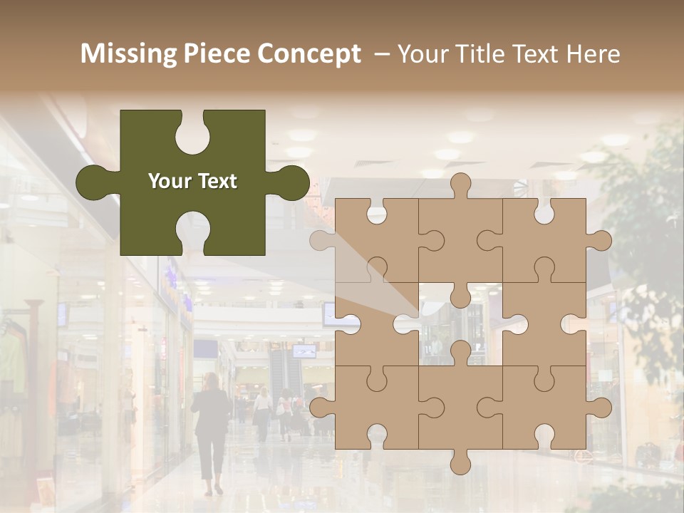 A Person Walking Through A Shopping Mall With A Sign That Says Name Of Presentation PowerPoint Template