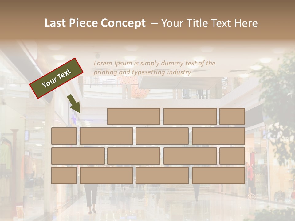 A Person Walking Through A Shopping Mall With A Sign That Says Name Of Presentation PowerPoint Template
