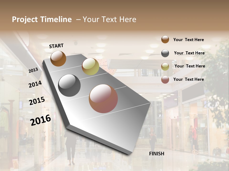 A Person Walking Through A Shopping Mall With A Sign That Says Name Of Presentation PowerPoint Template