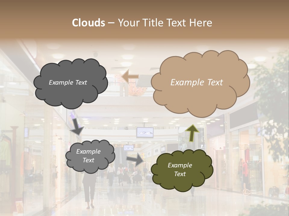 A Person Walking Through A Shopping Mall With A Sign That Says Name Of Presentation PowerPoint Template