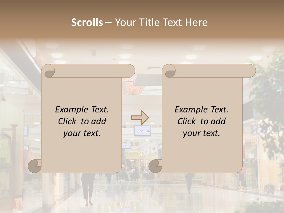 A Person Walking Through A Shopping Mall With A Sign That Says Name Of Presentation PowerPoint Template