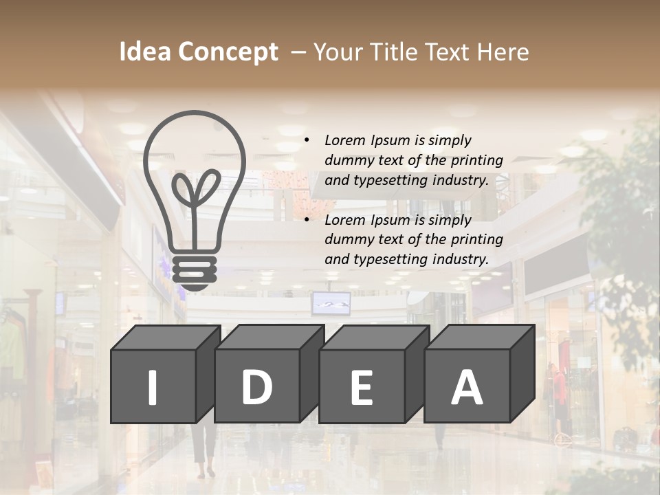 A Person Walking Through A Shopping Mall With A Sign That Says Name Of Presentation PowerPoint Template